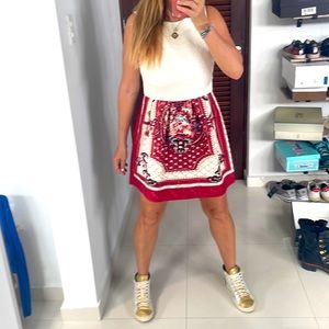 Brocade structured mini cocktail dress